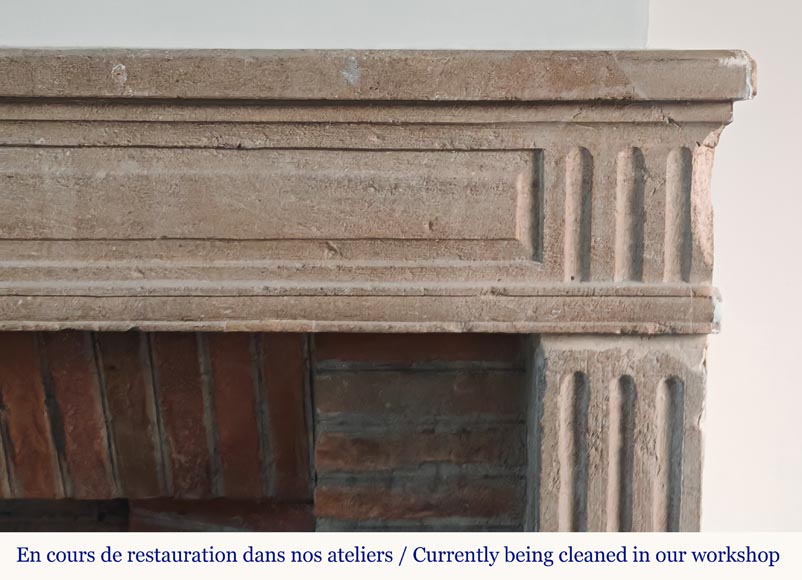 Louis XVI style stone mantel decorated with fluting-5