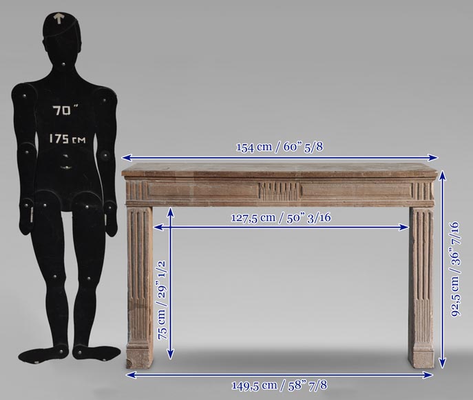 Louis XVI style stone mantel decorated with fluting-8