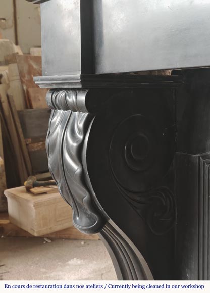 Lion paw mantel in fine black marble-4