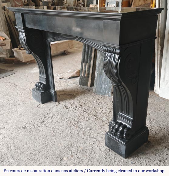 Lion paw mantel in fine black marble-6