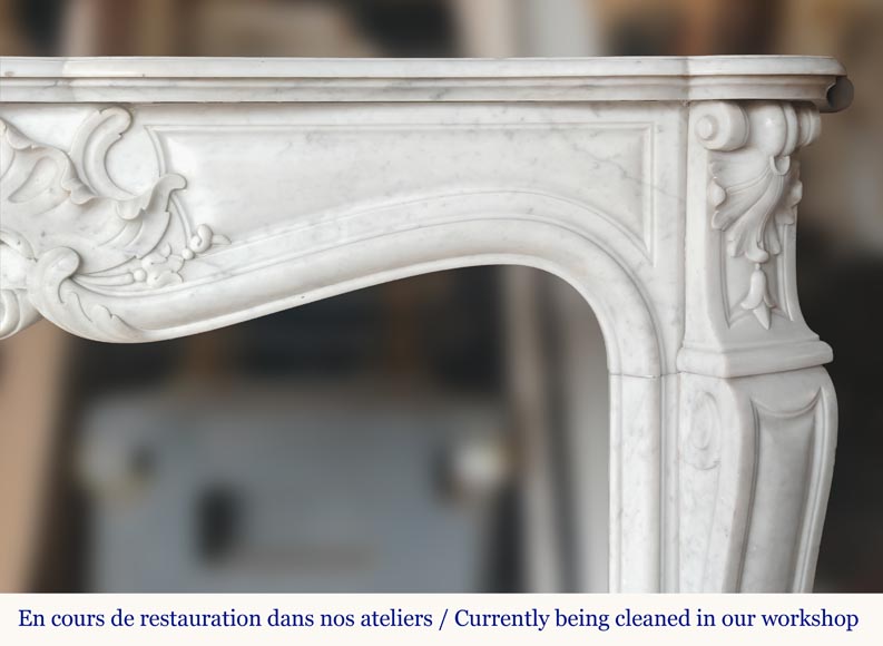 Louis XV style Carrara marble mantel with asymmetrical shell motif-8