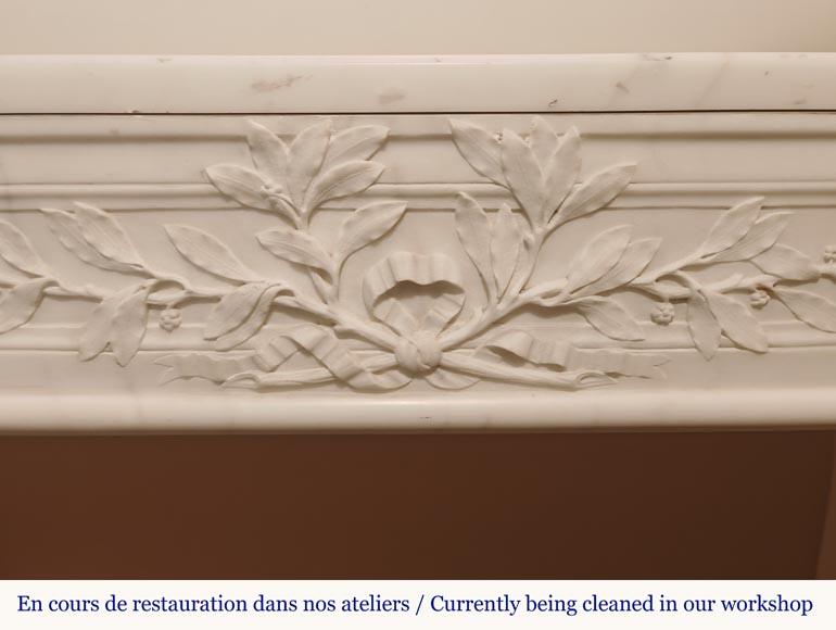 Louis XVI style curved mantel decorated with a laurel wreath-1