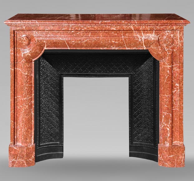 Louis XIV style mantel in red Campan marble-0