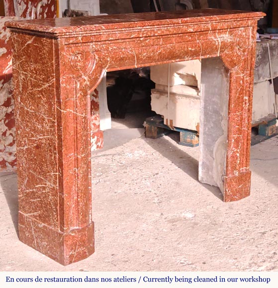 Louis XIV style mantel in red Campan marble-2