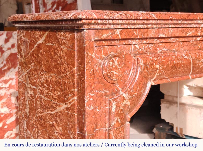 Louis XIV style mantel in red Campan marble-3