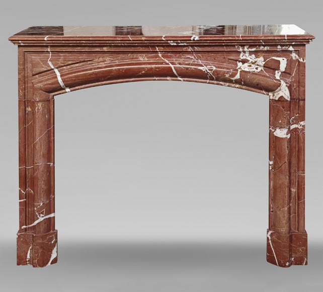 Louis XIV style red marble mantel-0