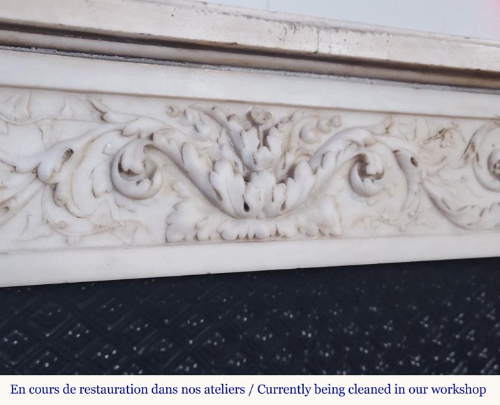 Louis XVI style mantel with Ionic half-columns in statuary marble-2