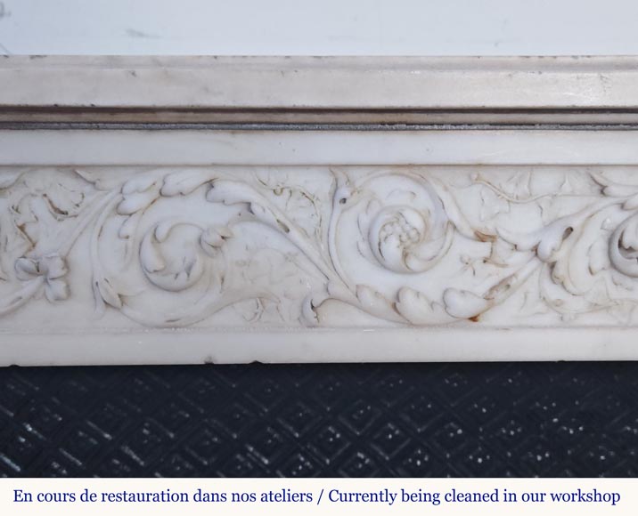 Louis XVI style mantel with Ionic half-columns in statuary marble-3