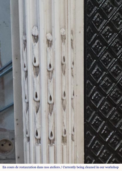 Louis XVI style mantel with Ionic half-columns in statuary marble-7