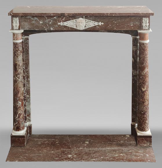 Directoire period mantel carved in Rouge du Nord marble-0