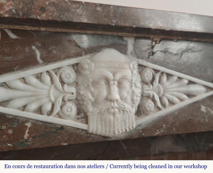 Directoire period mantel carved in Rouge du Nord marble-2