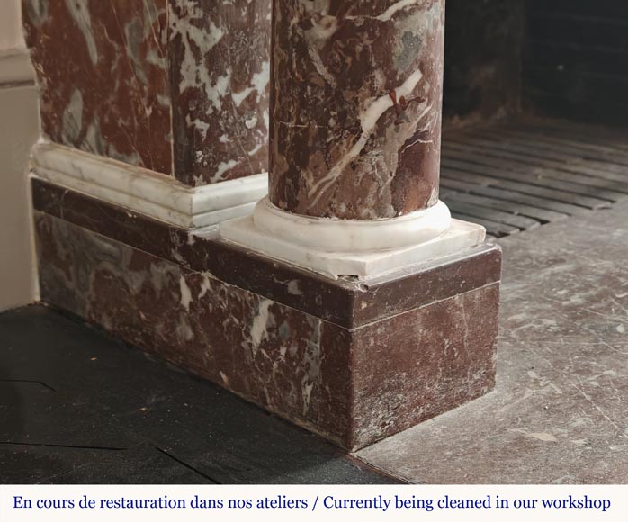 Directoire period mantel carved in Rouge du Nord marble-6