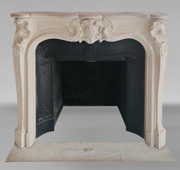 Louis XV style stone mantel with asymmetrical shell design-0