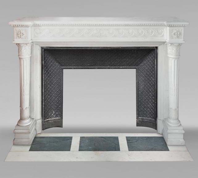 Large Louis XVI-style mantel with Corinthian columns-0