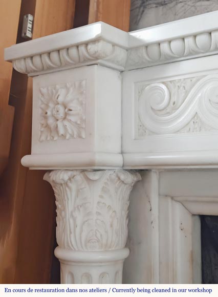 Large Louis XVI-style mantel with Corinthian columns-4