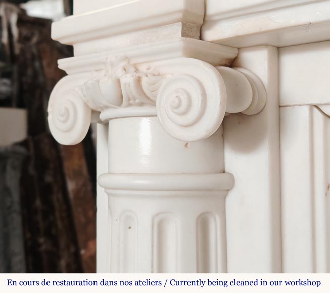 Louis XVI style mantel in statuary marble with Ionic columns-7