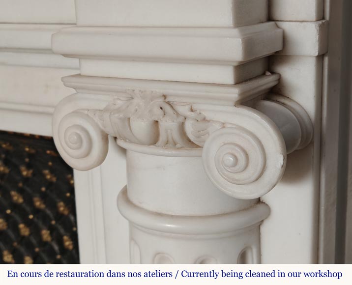 Louis XVI style mantel in statuary marble with Ionic columns-12