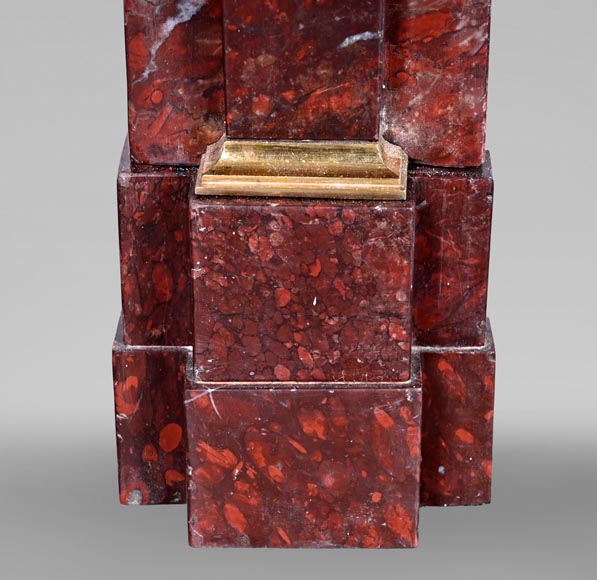 Empire period fireplace in Griotte Red marble, bronzes (attributed to Thomire)-7