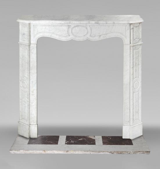 Louis XV style fireplace, Pompadour model, in Carrara marble-0