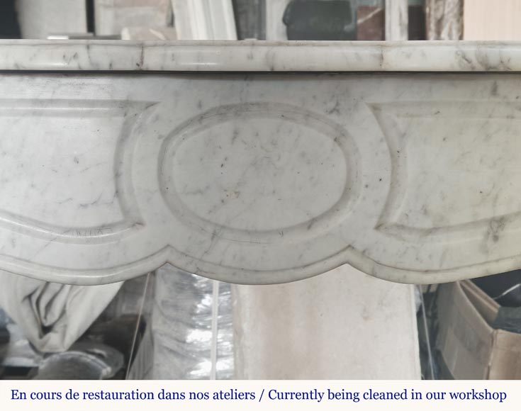 Louis XV style fireplace, Pompadour model, in Carrara marble-1