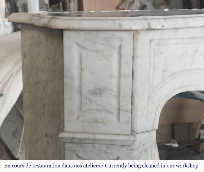 Louis XV style fireplace, Pompadour model, in Carrara marble-3