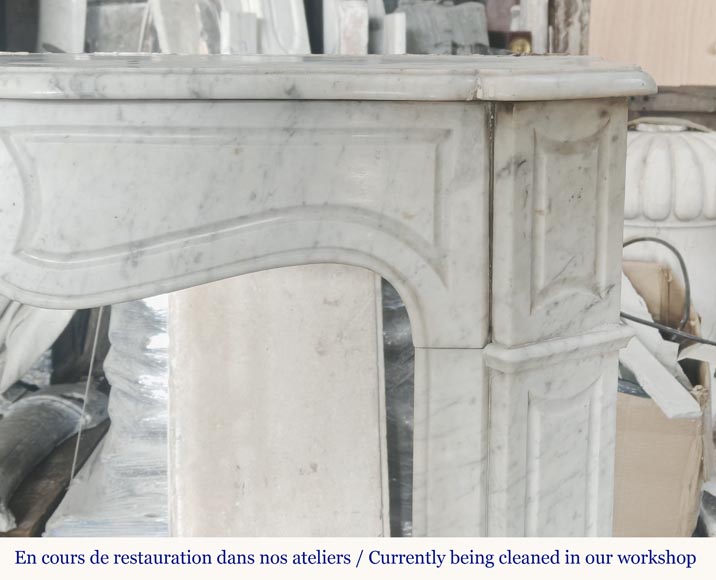 Louis XV style fireplace, Pompadour model, in Carrara marble-6