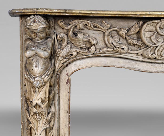 Carved wooden fireplace with putti decoration – Late 18th century-3