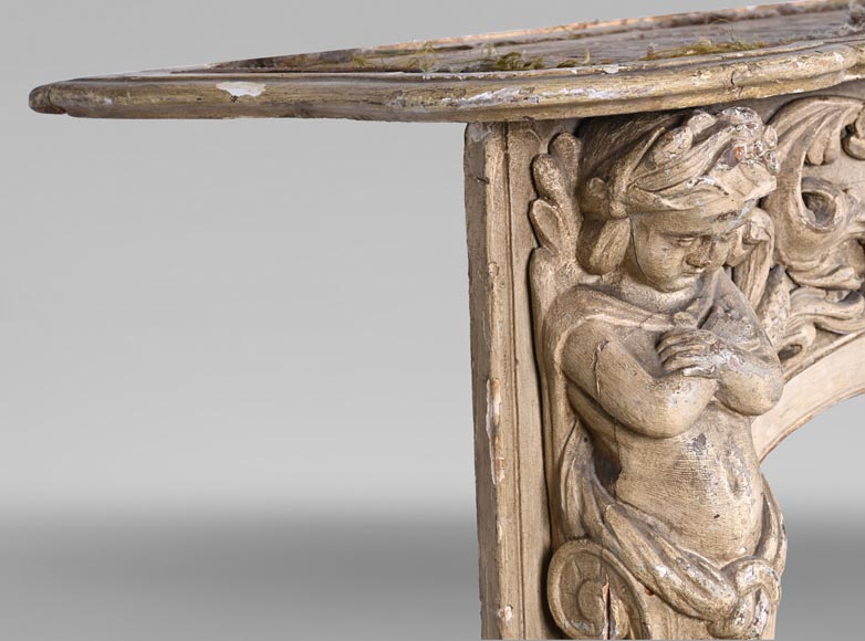 Carved wooden fireplace with putti decoration – Late 18th century-6