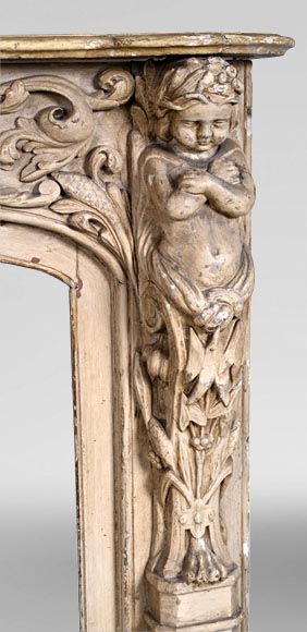 Carved wooden fireplace with putti decoration – Late 18th century-10