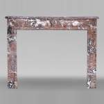 Louis XVI style fireplace in Rouge de Rance marble, 19th century