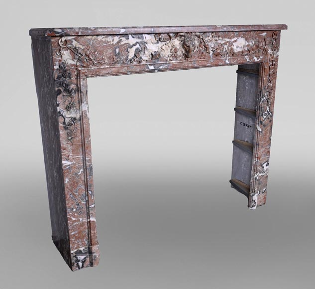 Louis XVI style fireplace in Rouge de Rance marble, 19th century-5