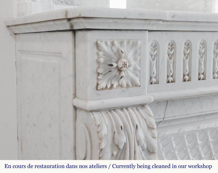 Louis XVI fireplace in Carrara with rudentée fluting-4