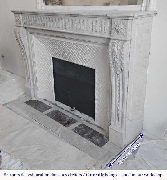 Louis XVI fireplace in Carrara with rudentée fluting-7