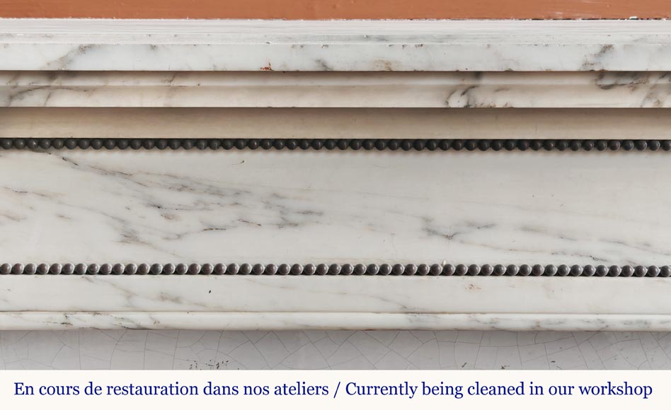 Louis XVI style fireplace with bronze decoration in Arabescato marble-1