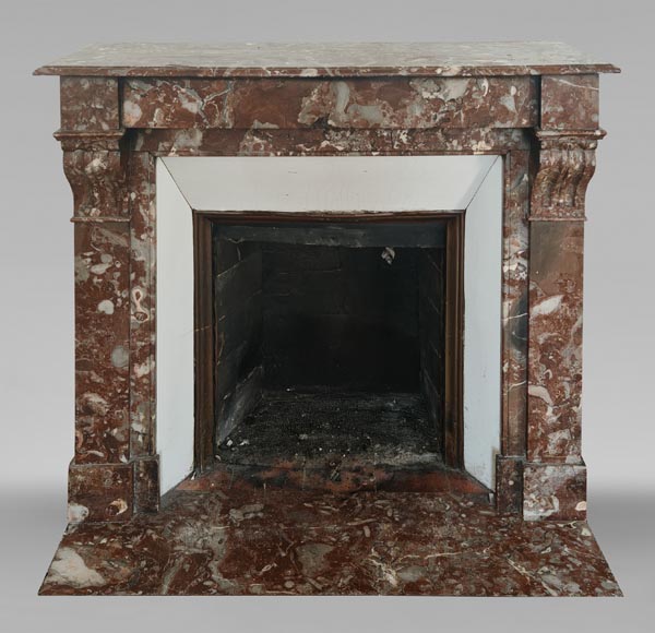 Modillion fireplace in northern red marble-0