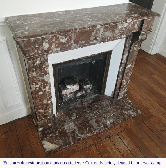 Modillion fireplace in northern red marble-2