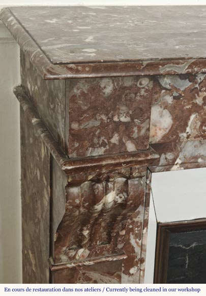 Modillion fireplace in northern red marble-3