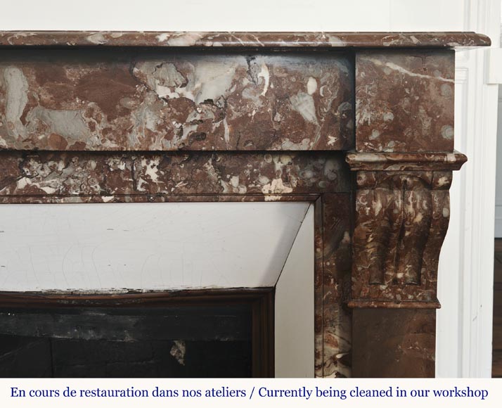 Modillion fireplace in northern red marble-6