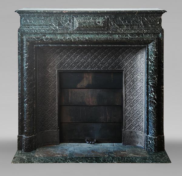 Louis XIV style fireplace in vert de mer marble-0